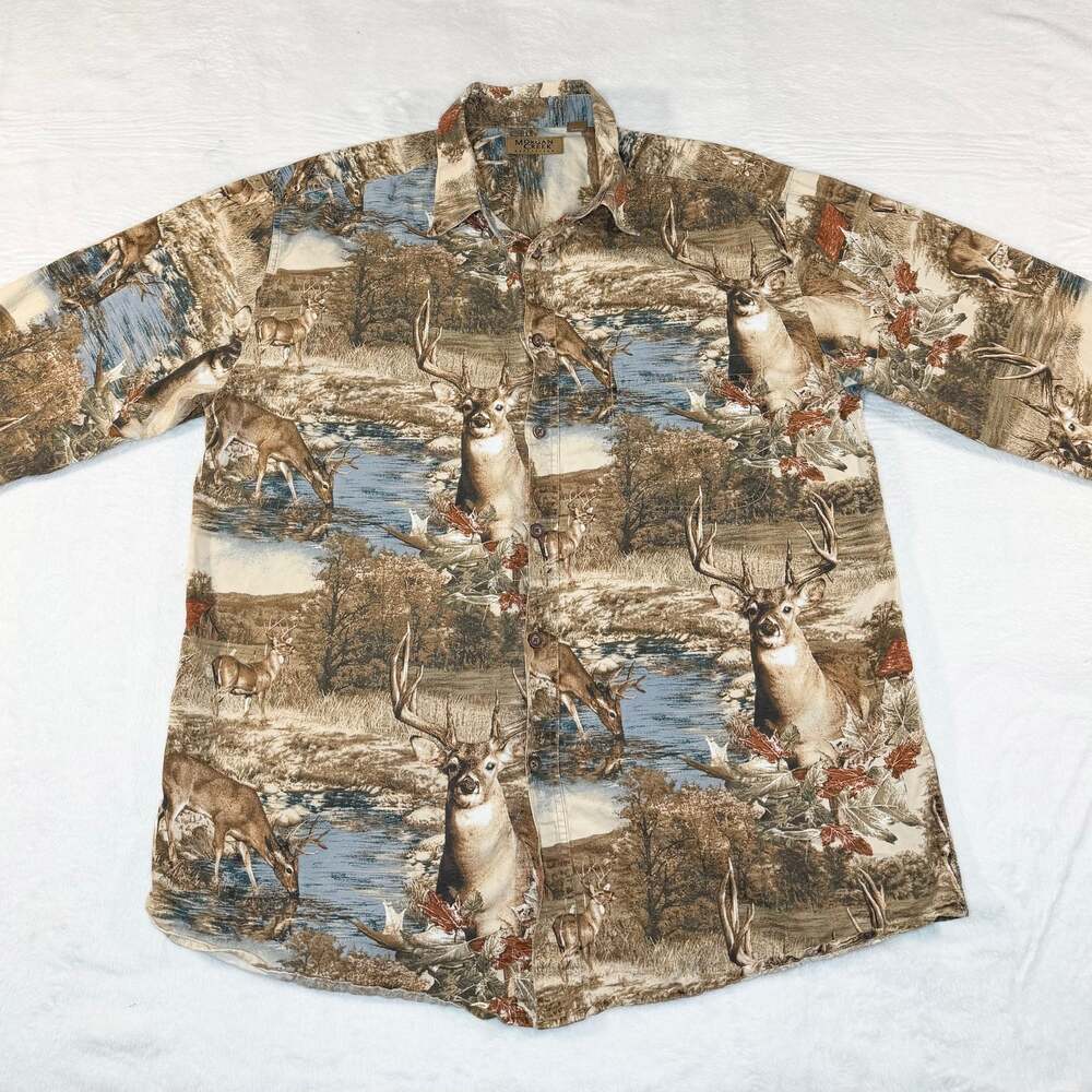 Morgan Creek Outfitters Men's Deer All Over Print Hunting Button Down Shirt